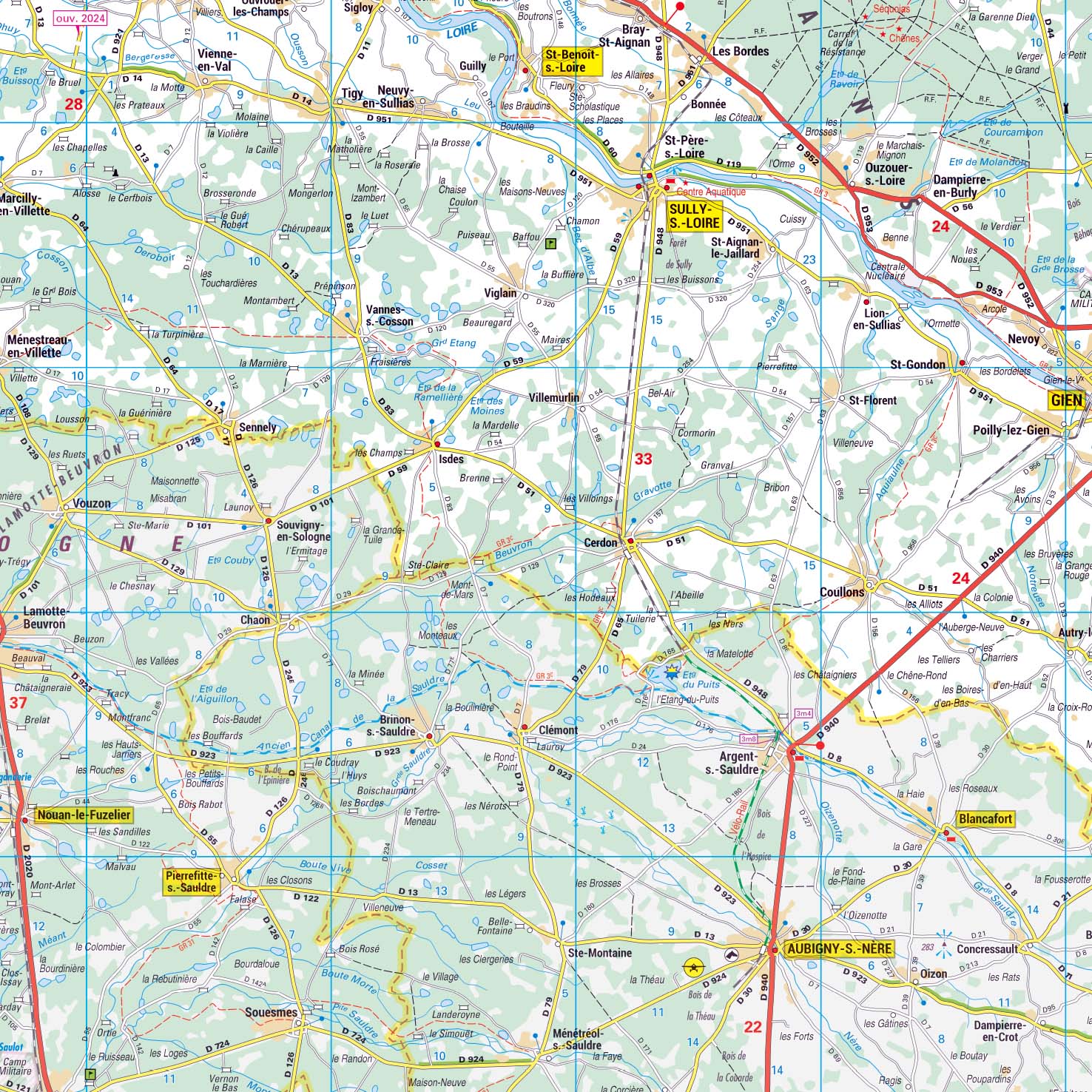 Poster de la carte routière du département du Loiret