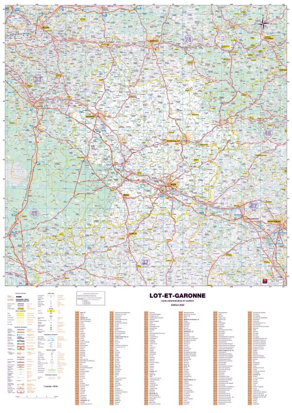 Poster de la carte routière du département du Lot-et-Garonne