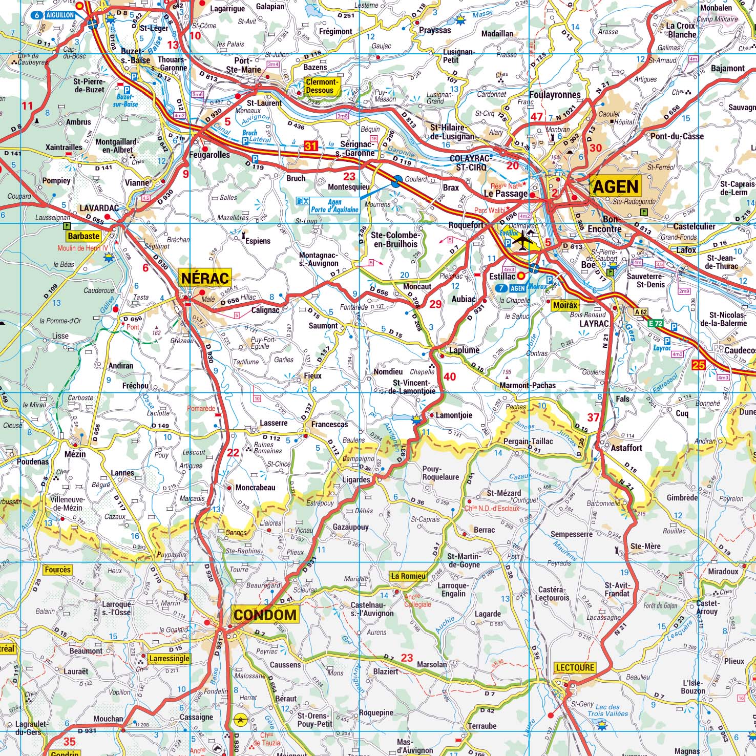 Dept_47_detail Poster de la carte routière du département du Lot-et-Garonne