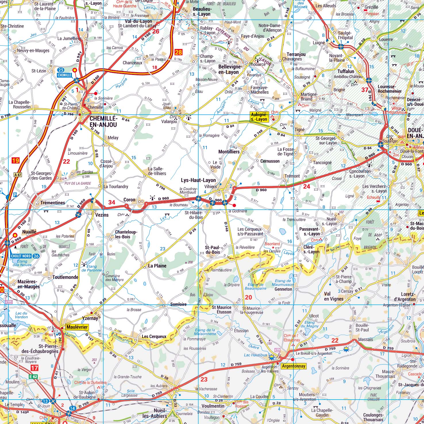 Poster de la carte routière du département du Maine-et-Loire