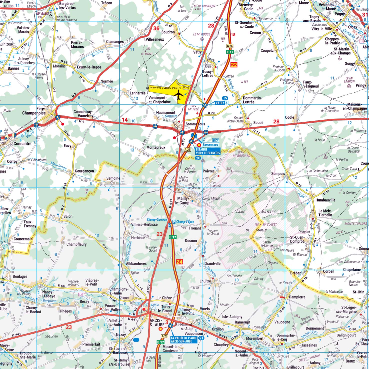 Poster de la carte routière du département de la Marne