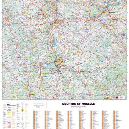 Poster de la carte routière du département de la Meurthe-et-Moselle