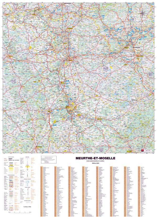 Poster de la carte routière du département de la Meurthe-et-Moselle