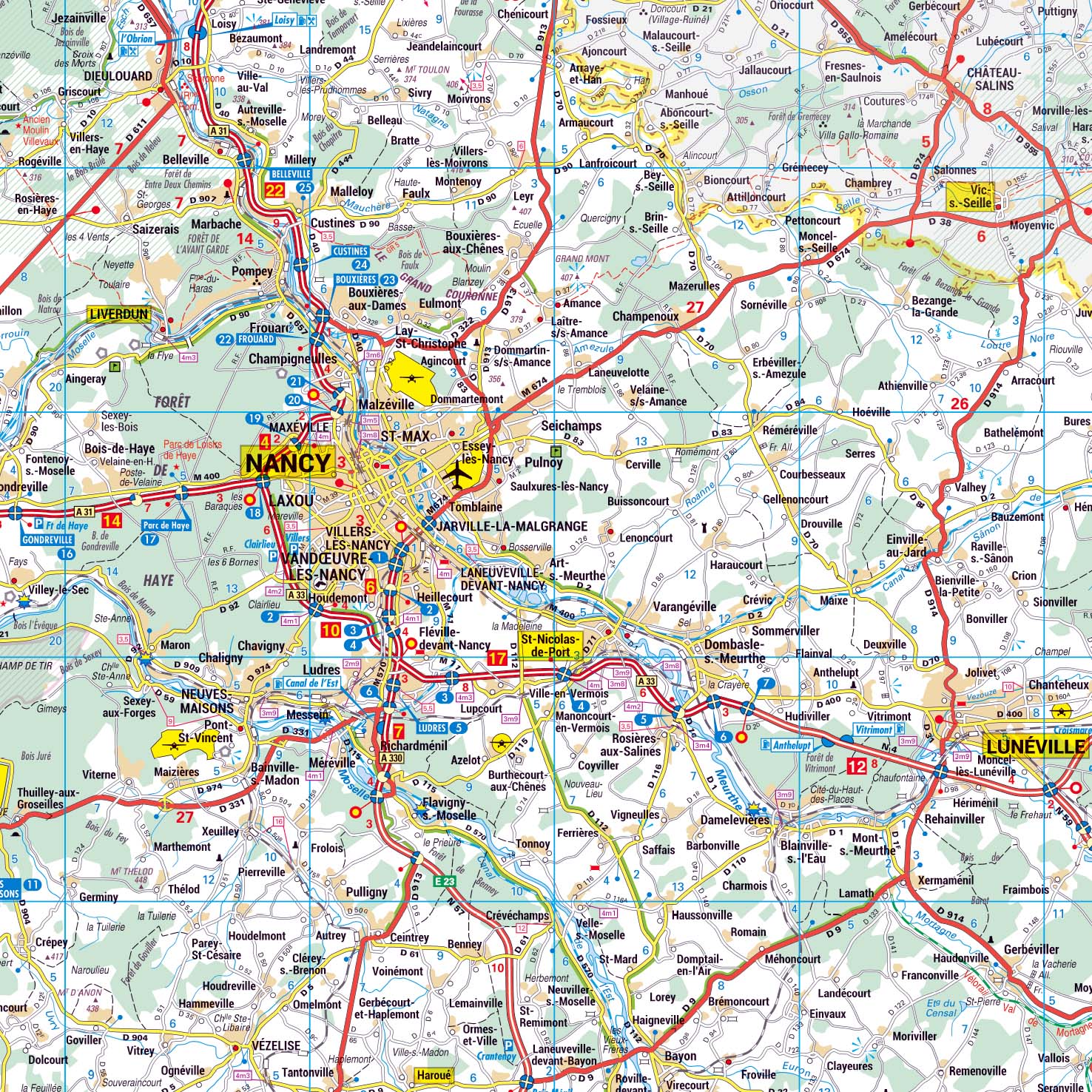 Poster de la carte routière du département de la Meurthe-et-Moselle