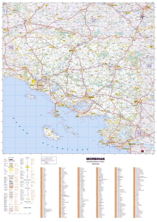 Poster de la carte routière du département du Morbihan