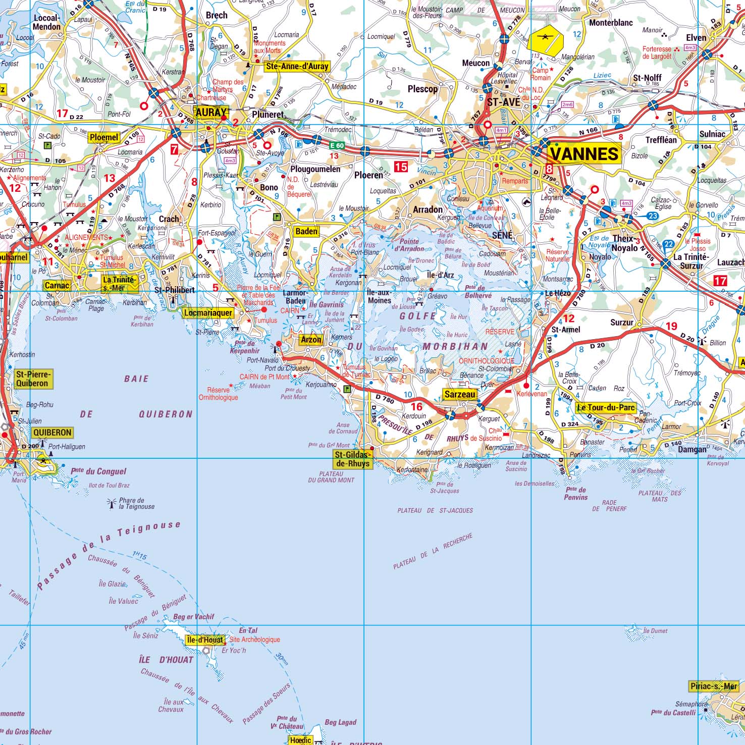 Dept_56_detail Poster de la carte routière du département du Morbihan