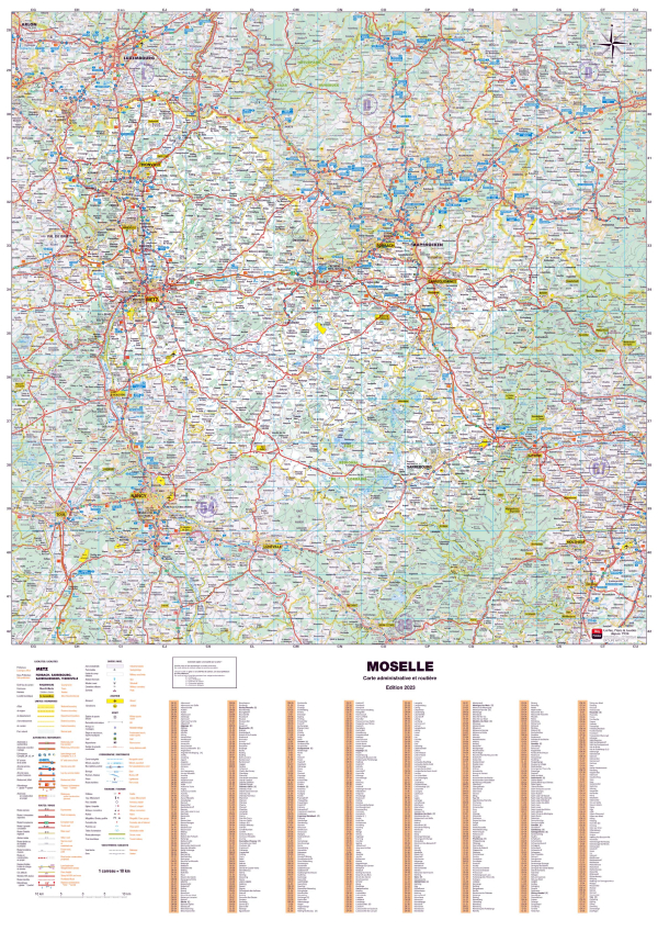 Poster de la carte routière du département de la Moselle