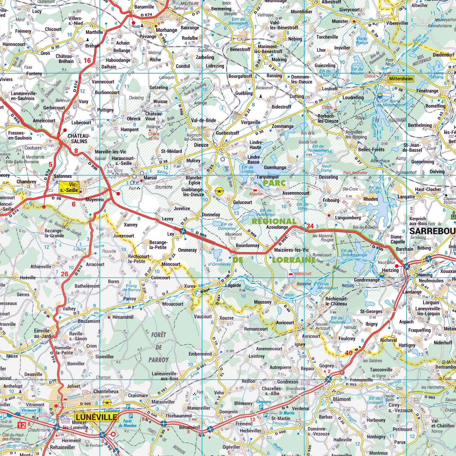 Poster de la carte routière du département de la Moselle