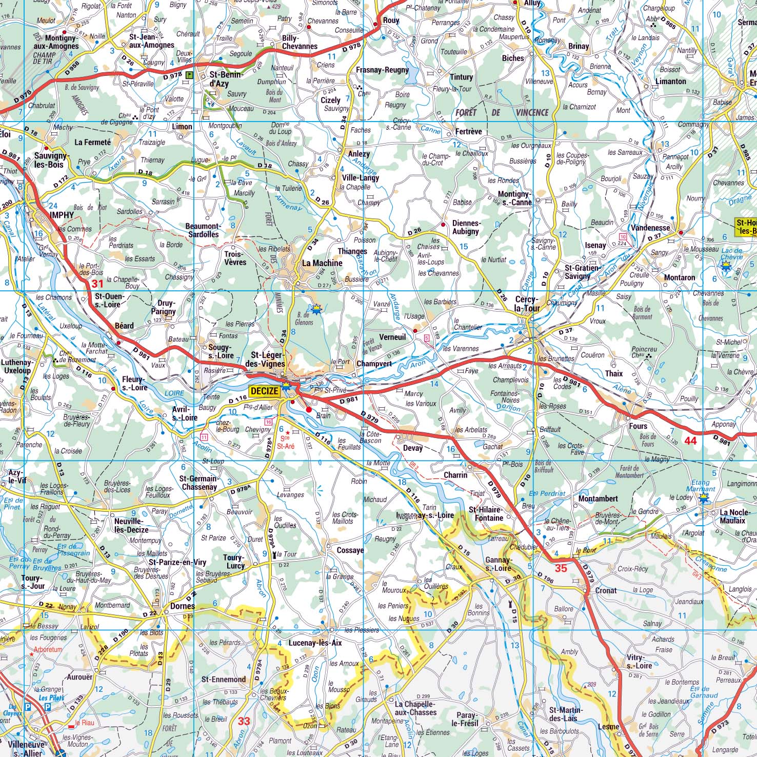 Dept_58_detail Poster de la carte routière du département de la NIèvre