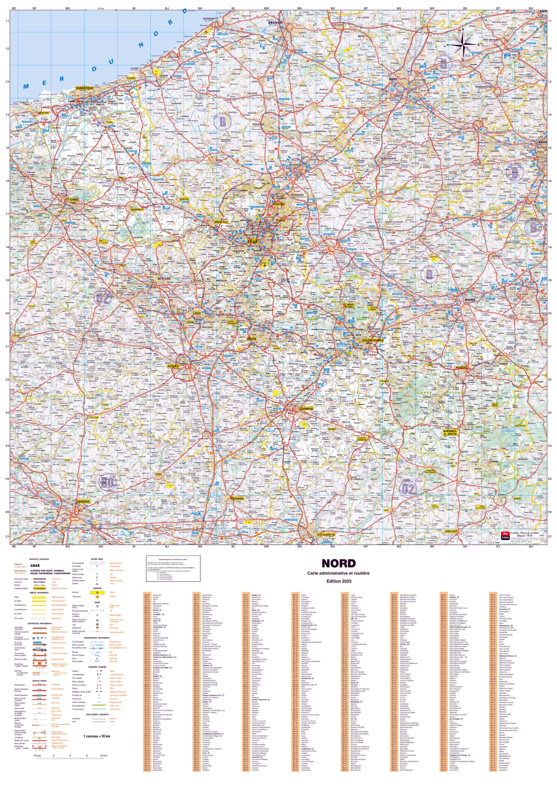 Poster de la carte routière du département du Nord