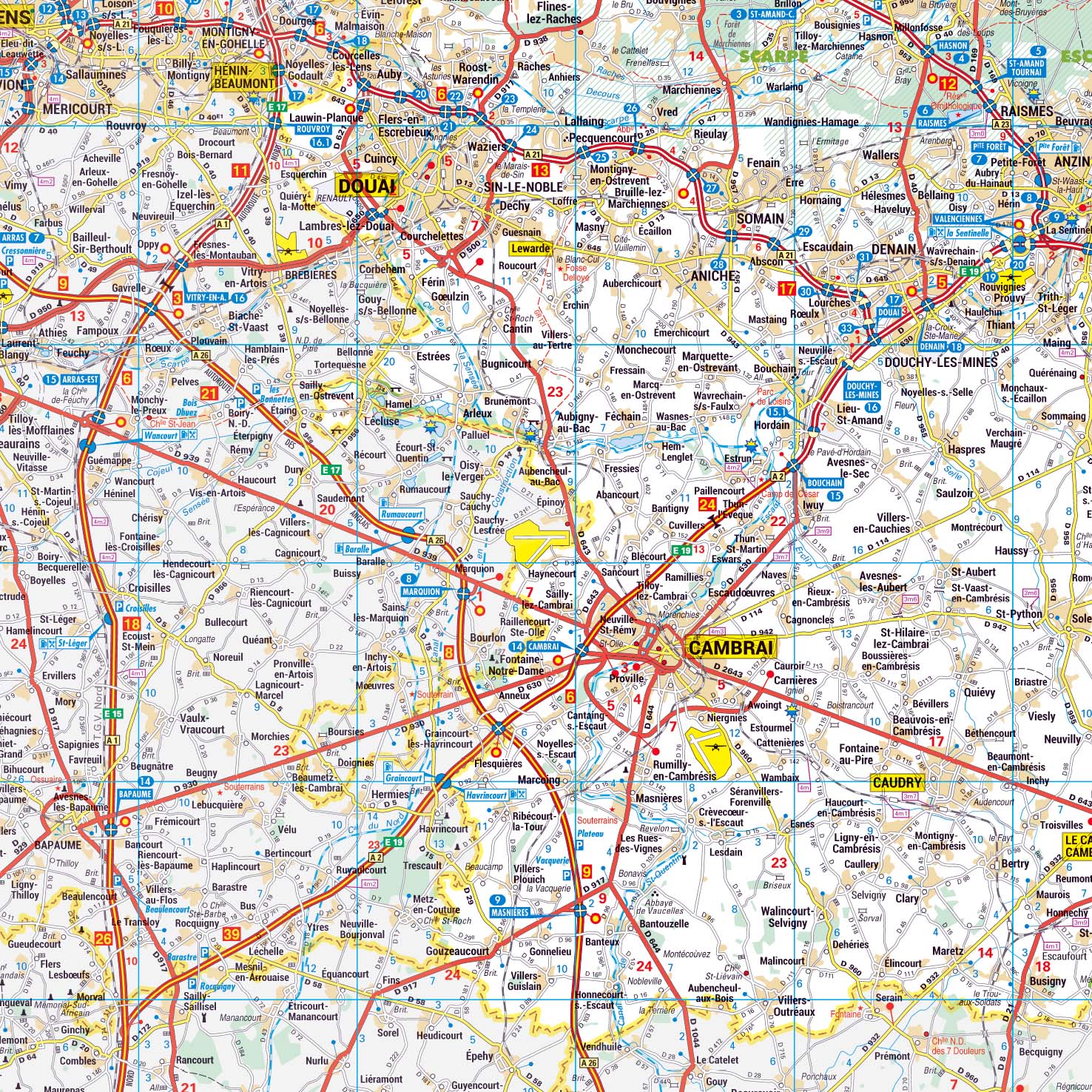 Poster de la carte routière du département du Nord