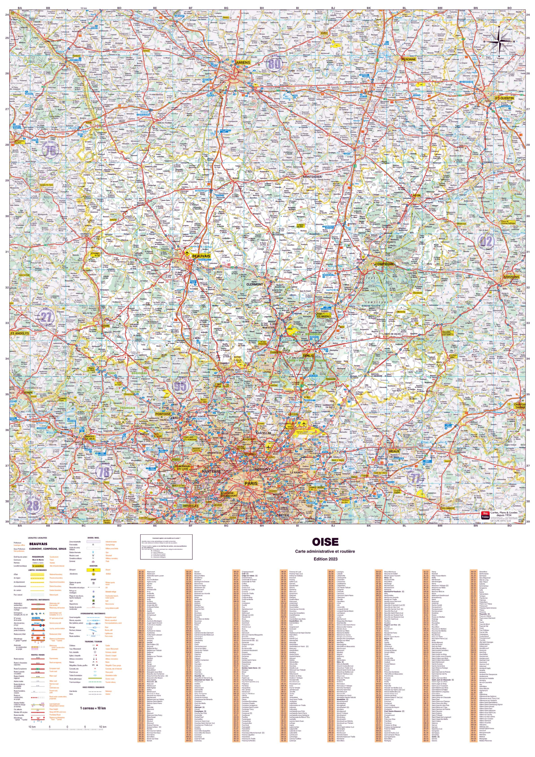 Poster de la carte routière du département de l'Oise