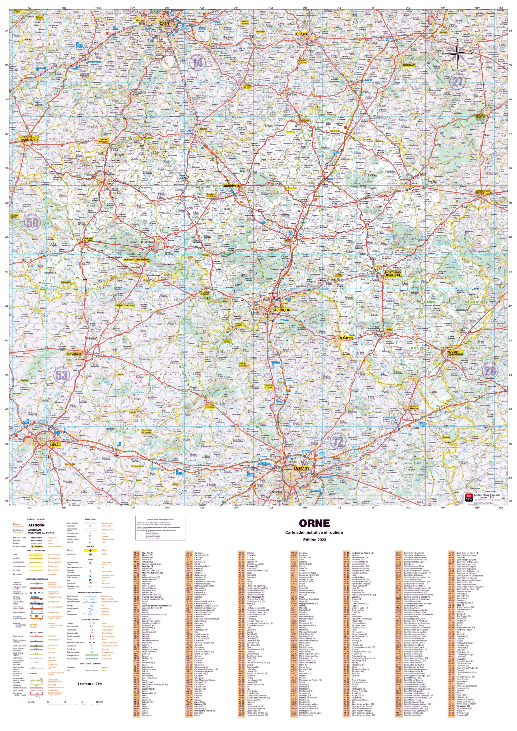 Poster de la carte routière du département de l'Orne