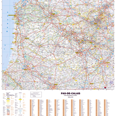 Poster de la carte routière du département du Pas-de-Calais