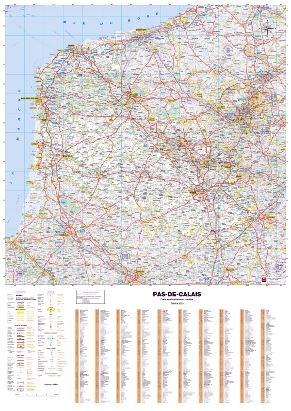 Poster de la carte routière du département du Pas-de-Calais