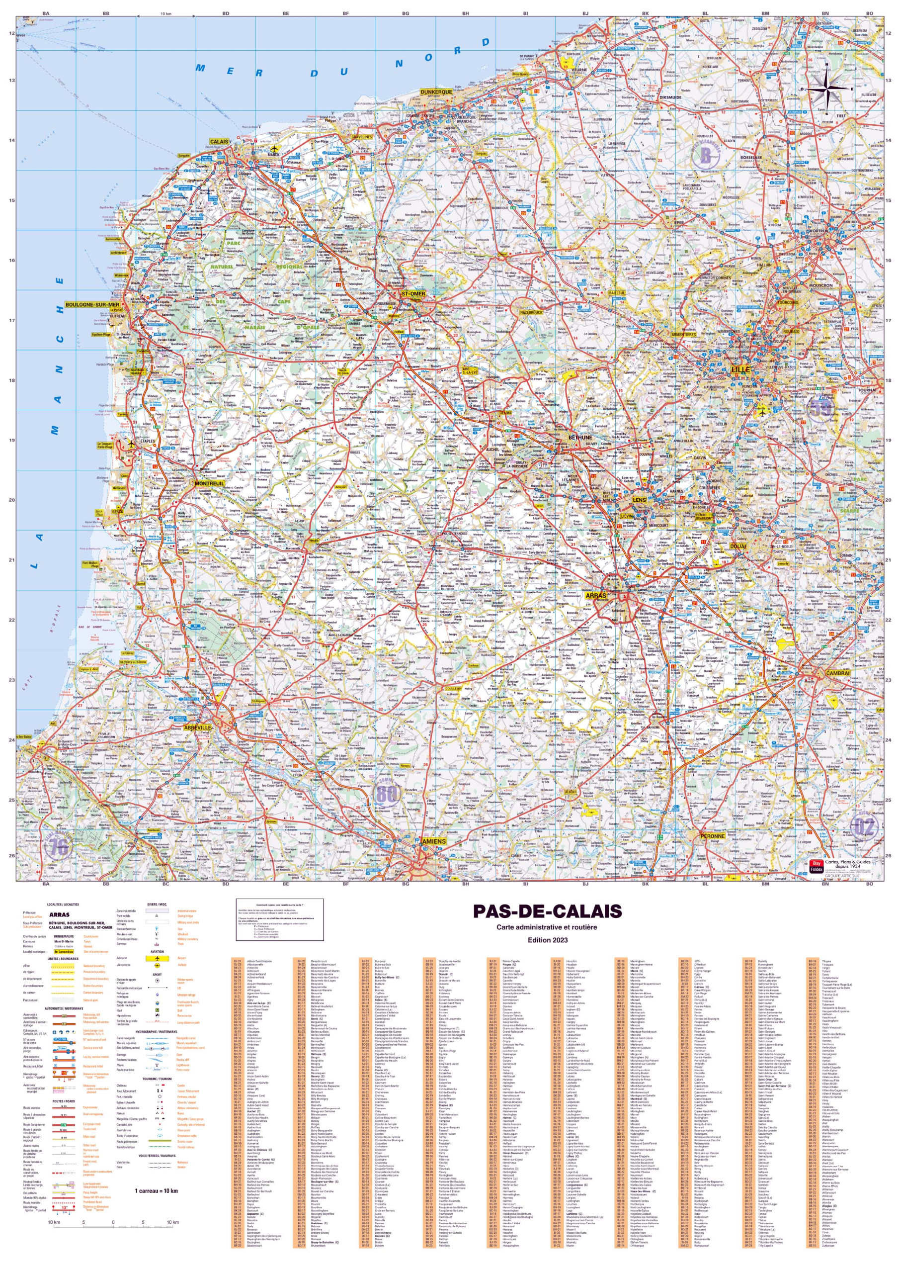 Dept_62 Poster de la carte routière du département du Pas-de-Calais