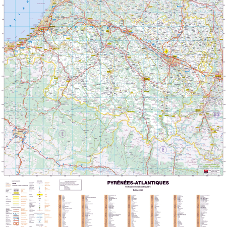 Poster de la carte routière du département des Pyrénées-Atlantiques