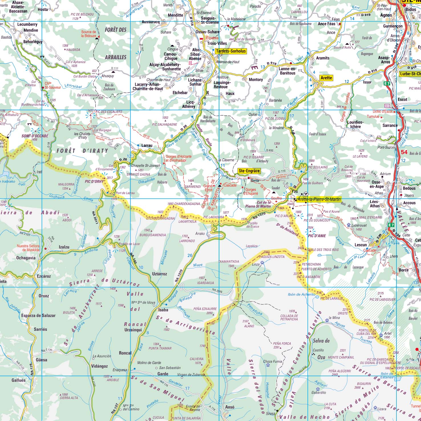 Poster de la carte routière du département des Pyrénées-Atlantiques