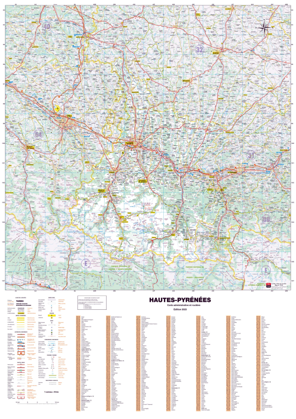 Poster de la carte routière du département des Hautes-Pyrénées