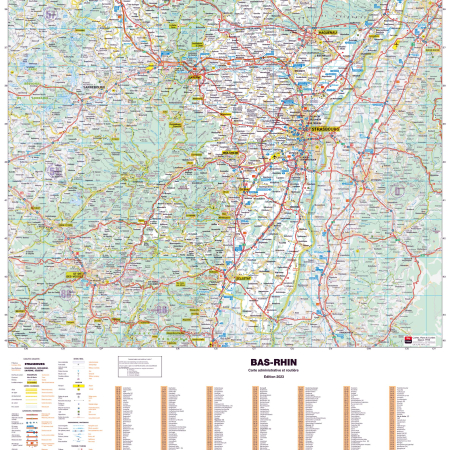 Poster de la carte routière du département du Bas-Rhin
