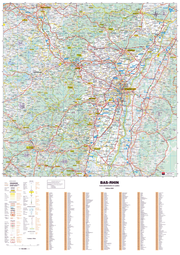 Poster de la carte routière du département du Bas-Rhin