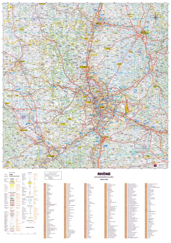 Poster de la carte routière du département du Rhône