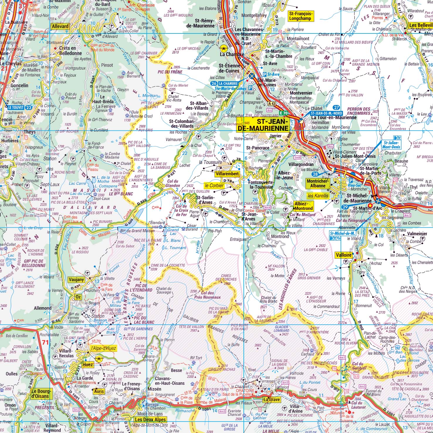 Dept_73_detail Poster de la carte routière du département de la Savoie