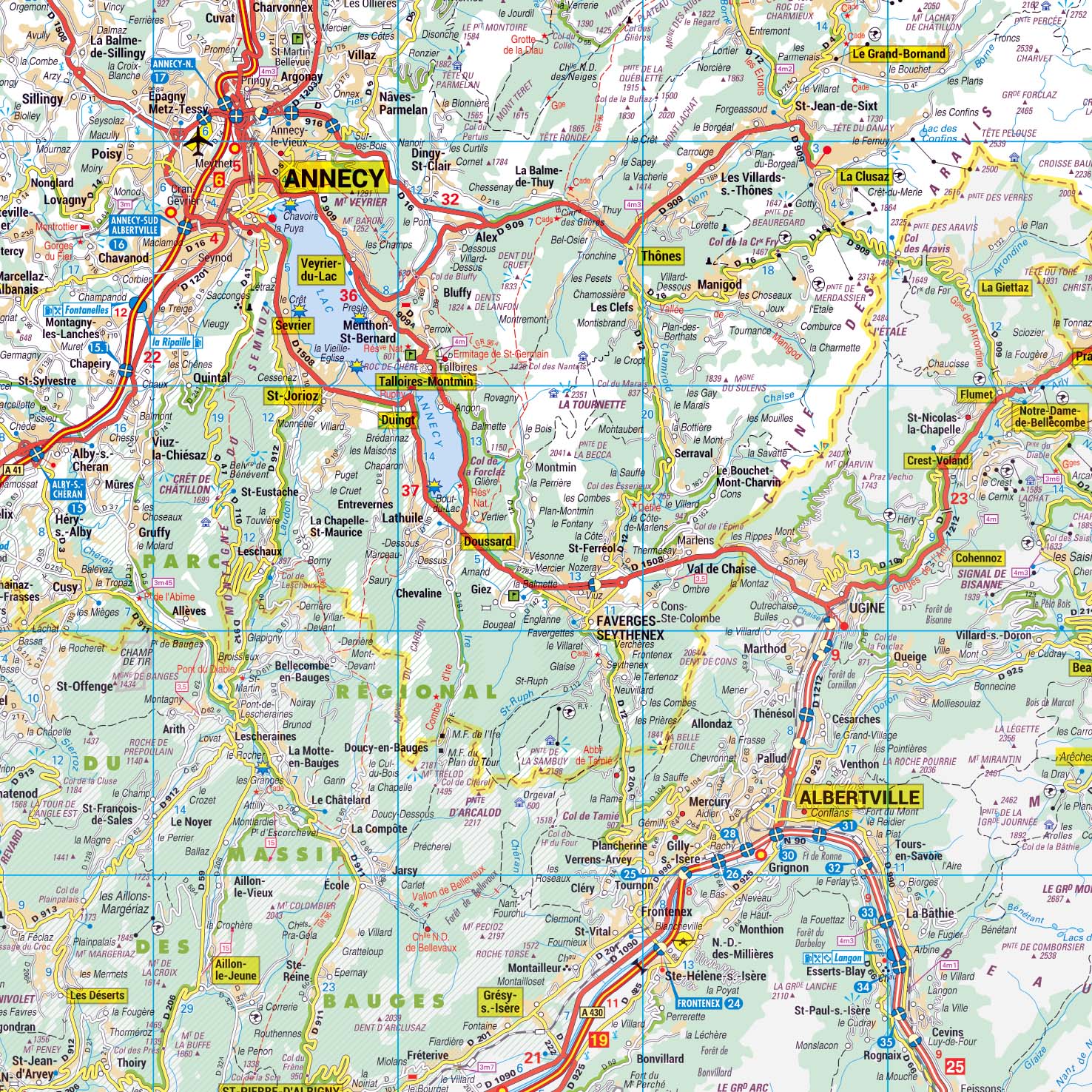 Poster de la carte routière du département de la Haute-Savoie