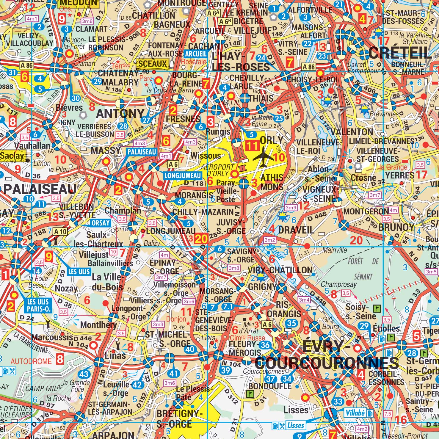 Poster de la carte routière de Paris et de sa Petite Couronne (Seine-Saint-Denis, Val-de-Marne et Hauts-de-Seine)