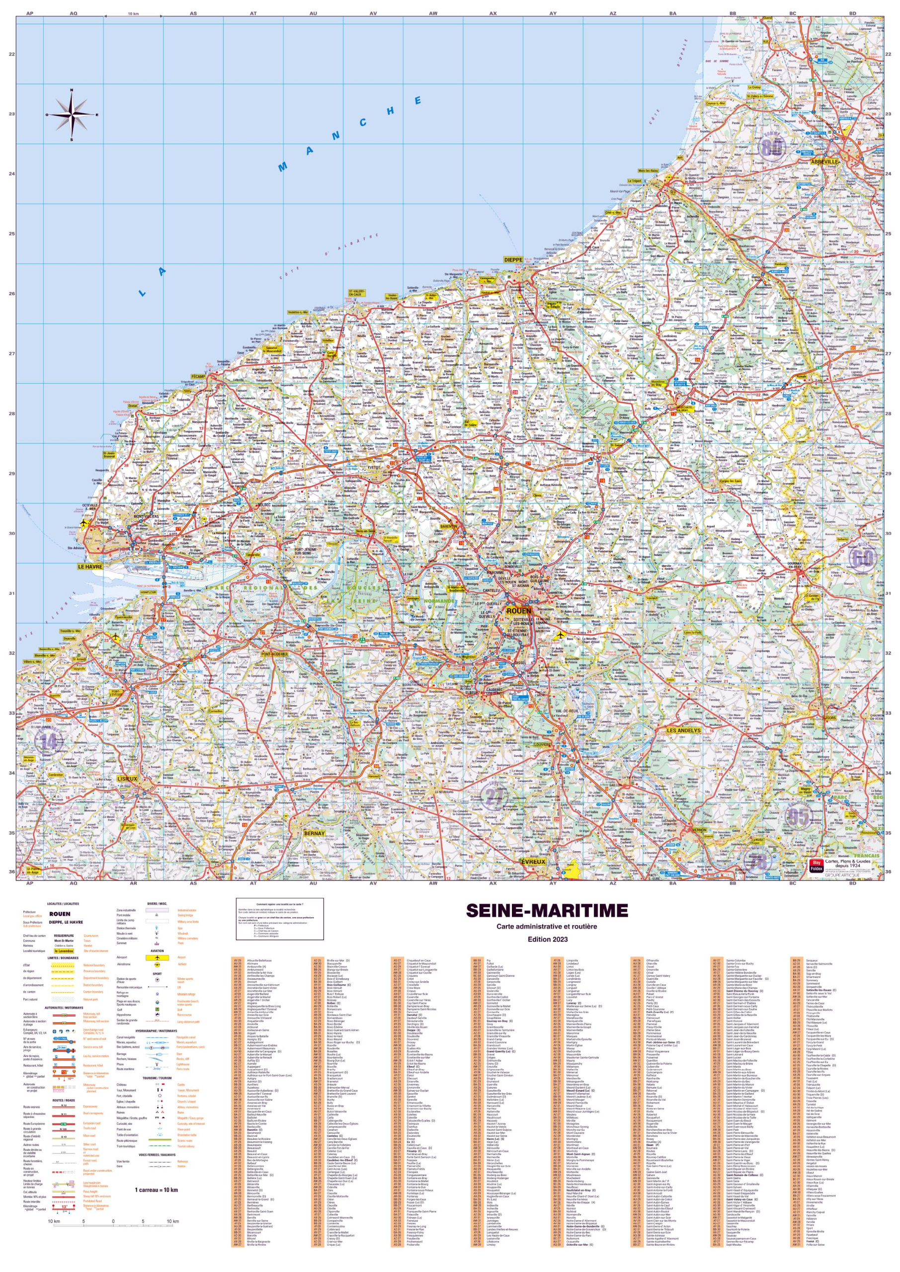 Poster de la carte routière du département de la Seine-Maritime