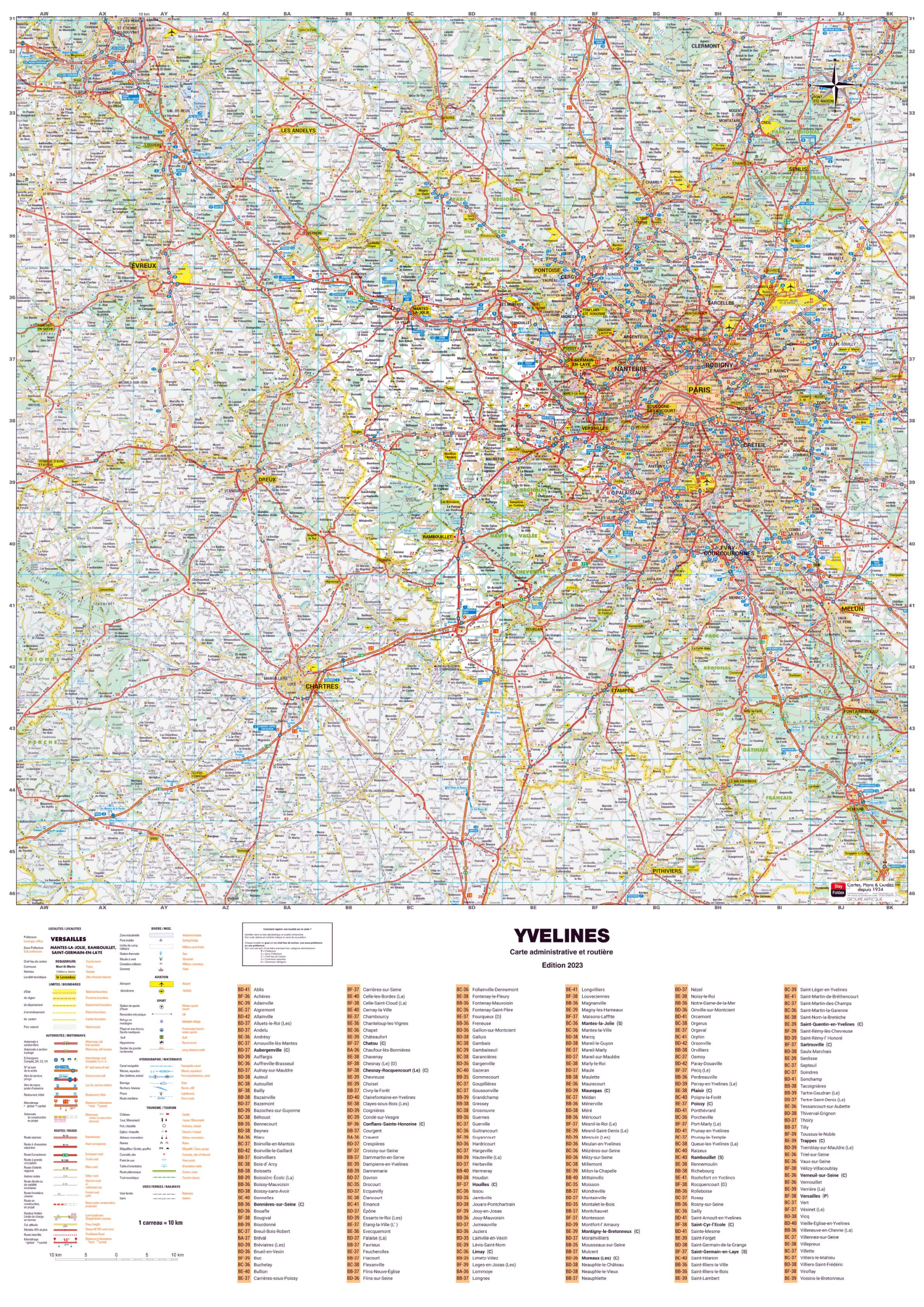 Poster de la carte routière du département des Yvelines