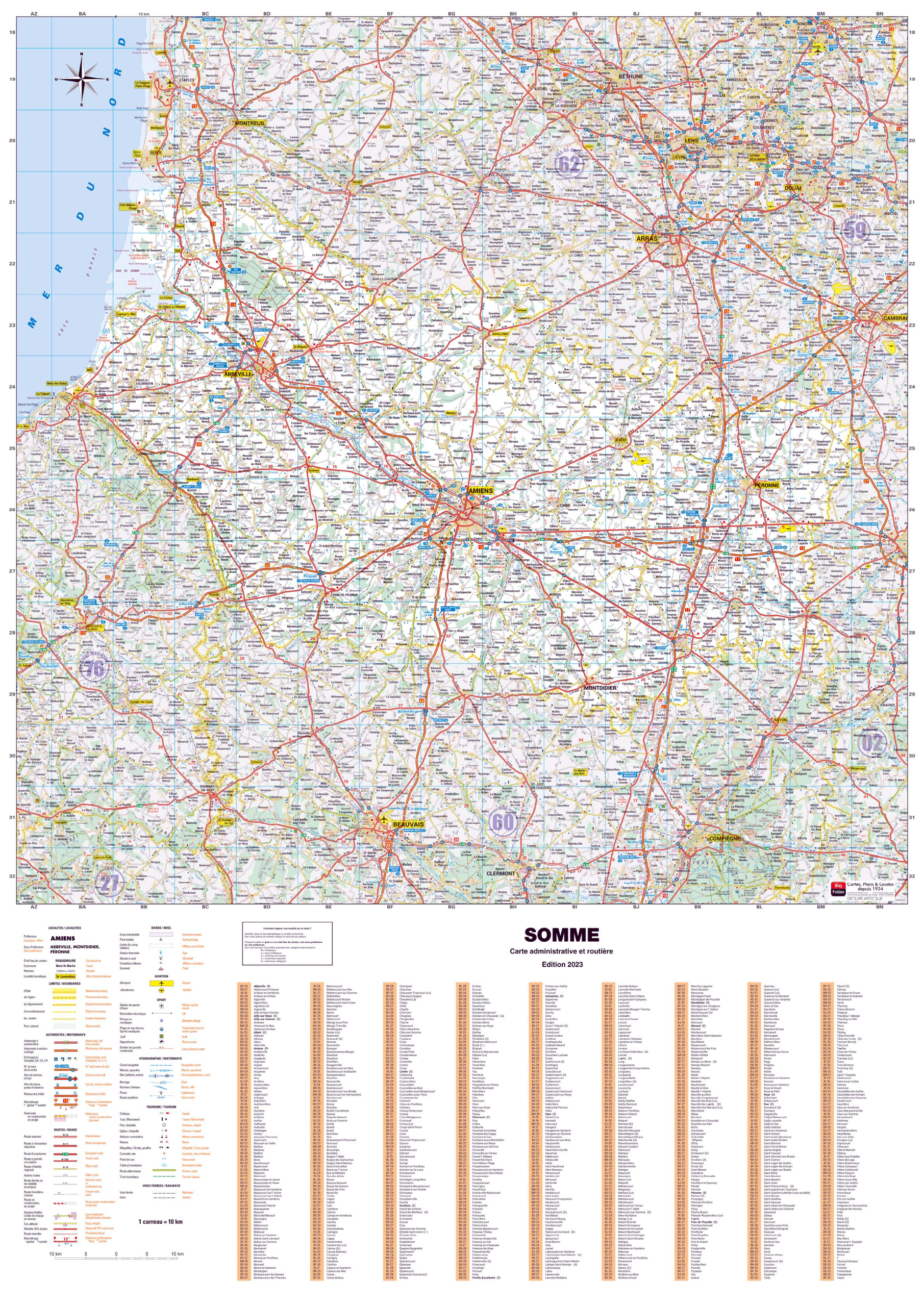 Dept_80 Poster de la carte routière du département de la Somme