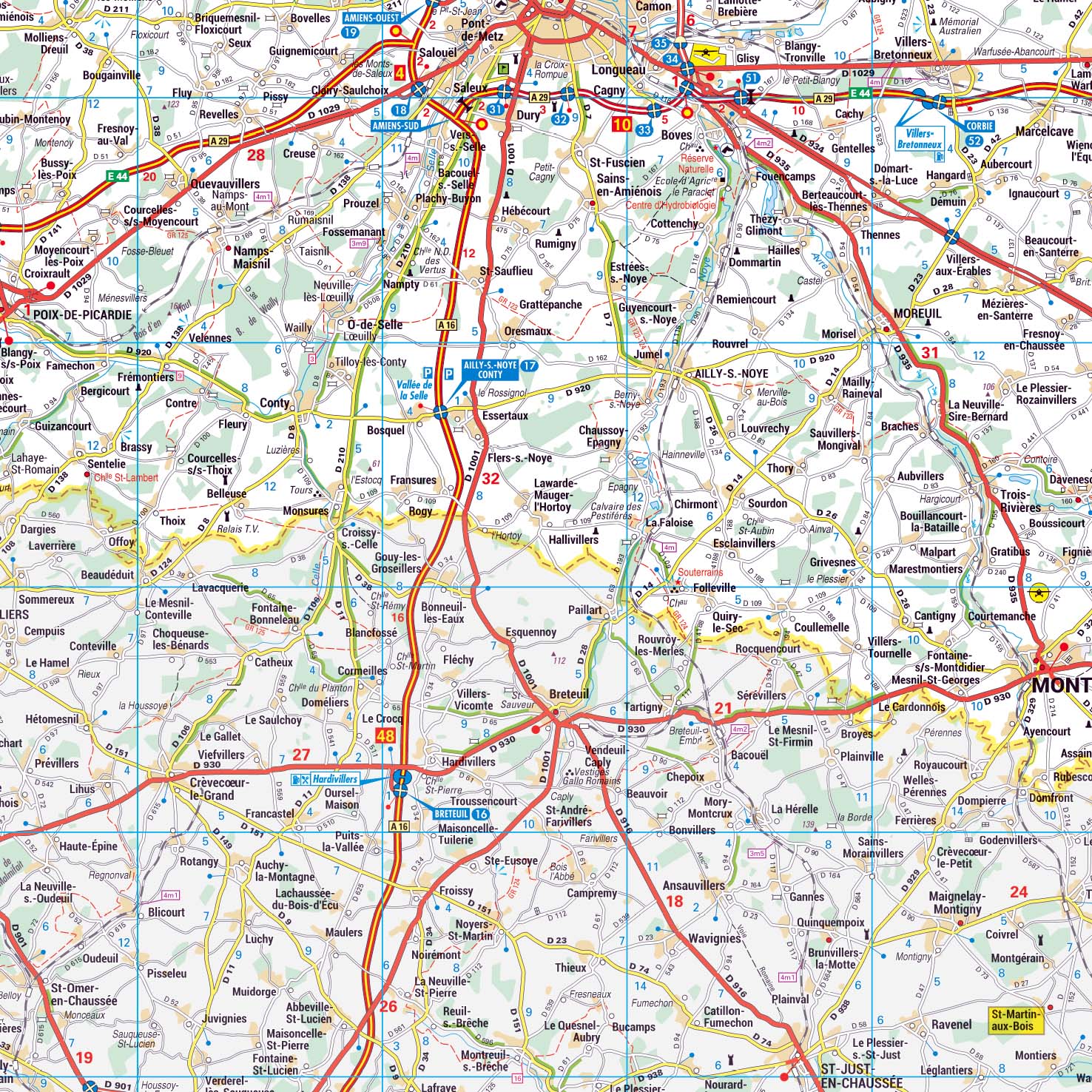 Dept_80_detail Poster de la carte routière du département de la Somme