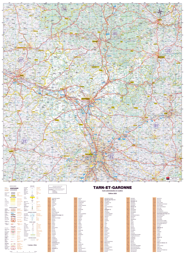 Poster de la carte routière du département du Tarn-et-Garonne
