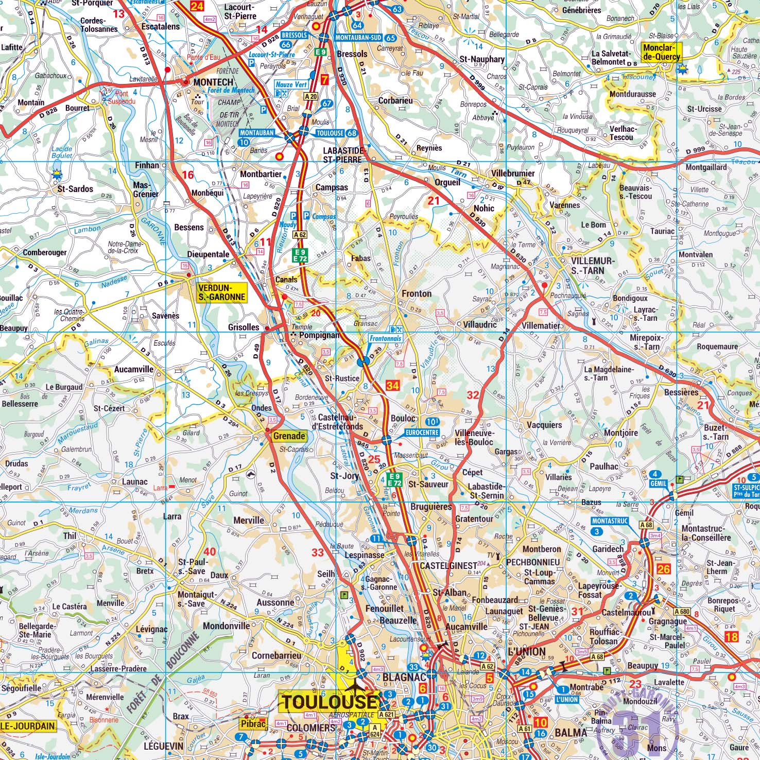 Poster de la carte routière du département du Tarn-et-Garonne