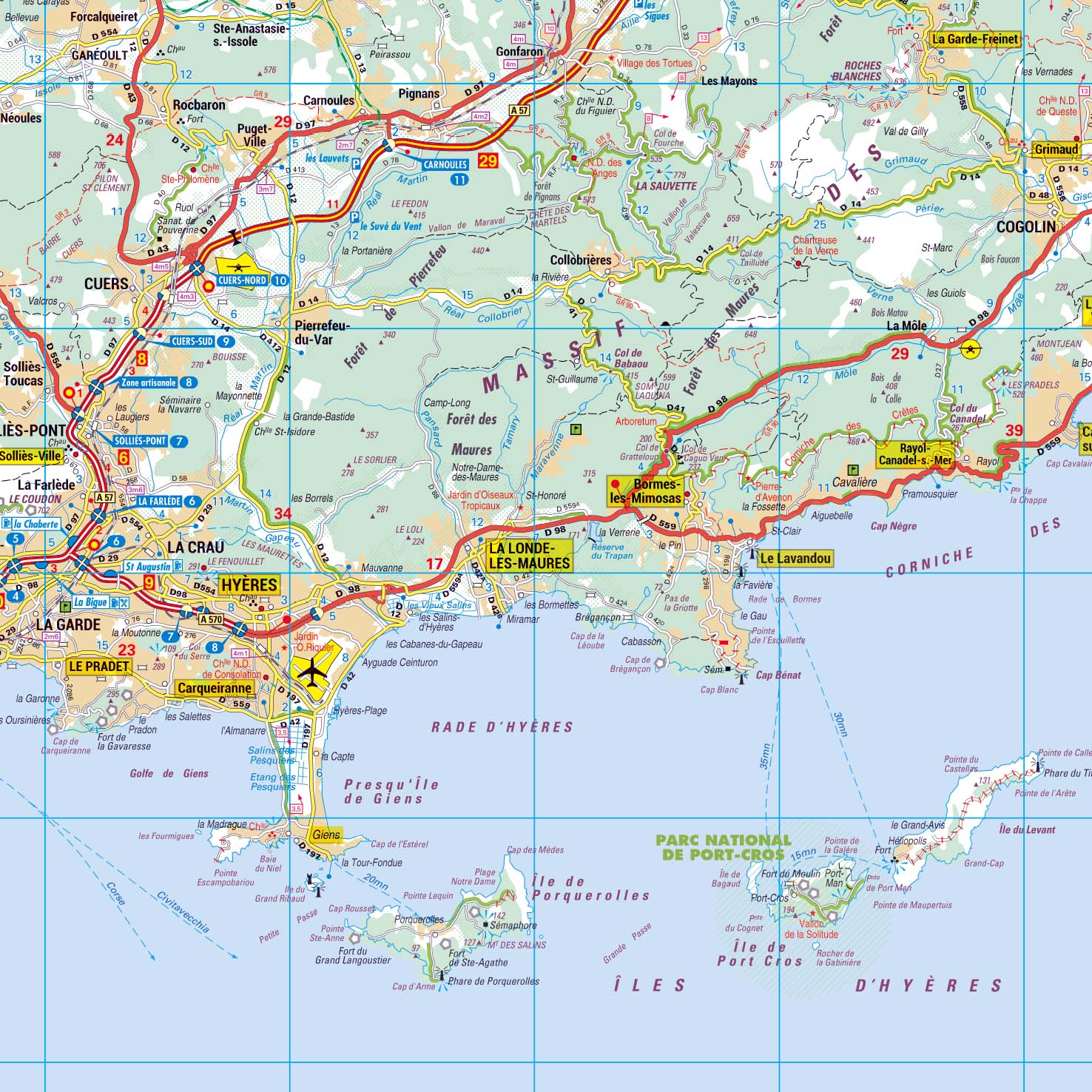 Dept_83_detail Poster de la carte routière du département du Var