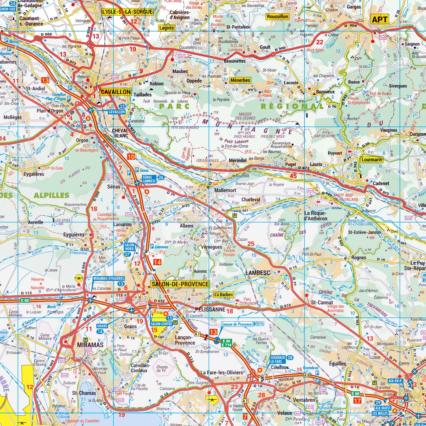 Dept_84_detail Poster de la carte routière du département du Vaucluse
