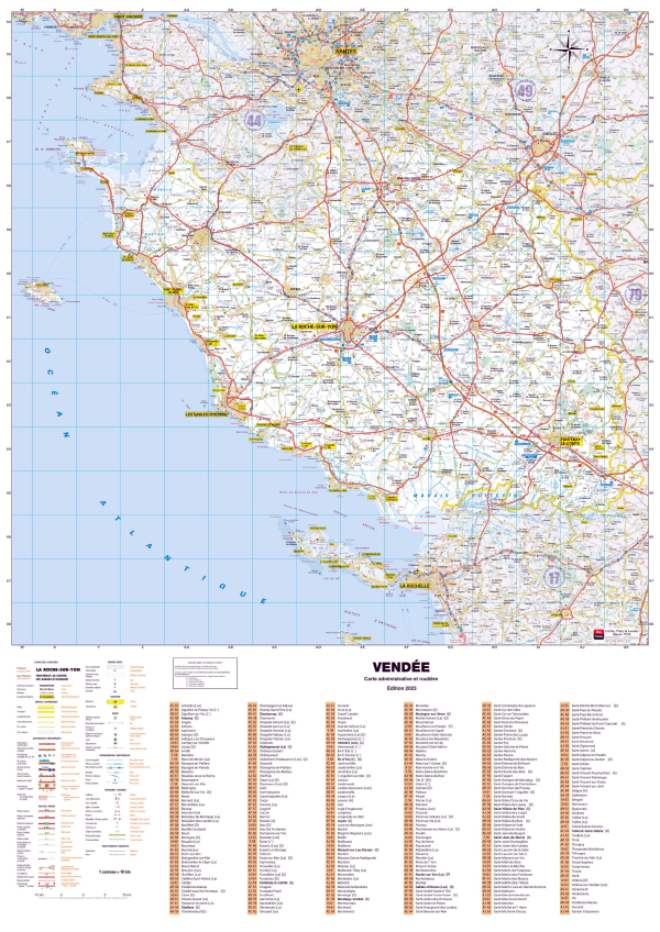 Poster de la carte routière du département de la Vendée
