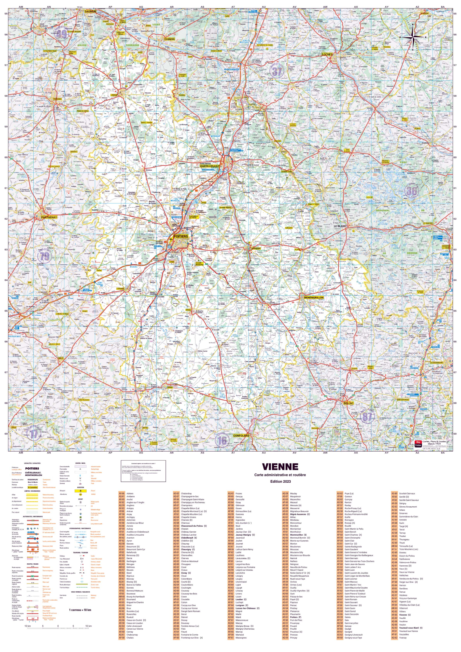Dept_86 Poster de la carte routière du département de la Vienne