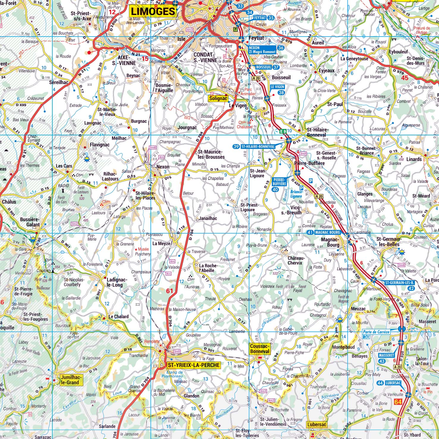 Poster de la carte routière du département de la Haute-Vienne