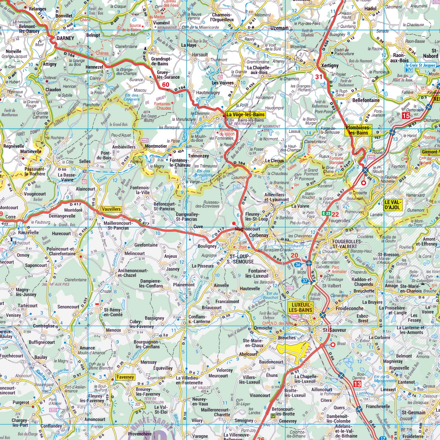 Dept_88_detail Poster de la carte routière du département des Vosges