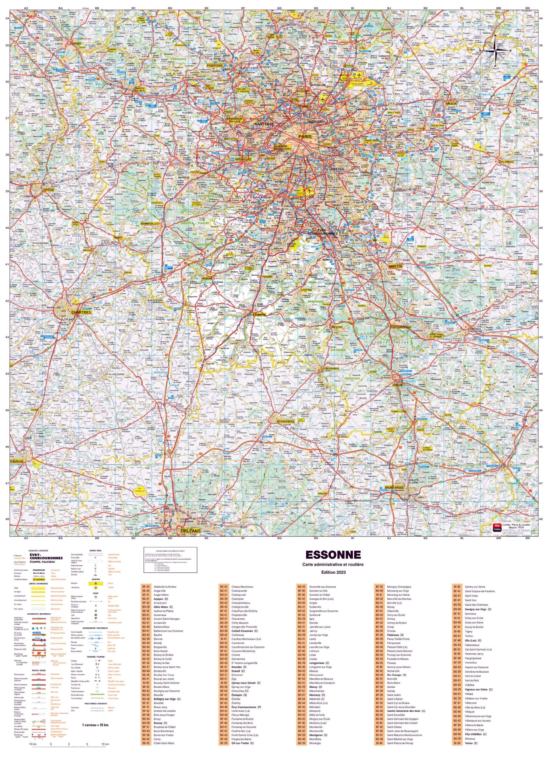 Poster de la carte routière du département de l'Essonne