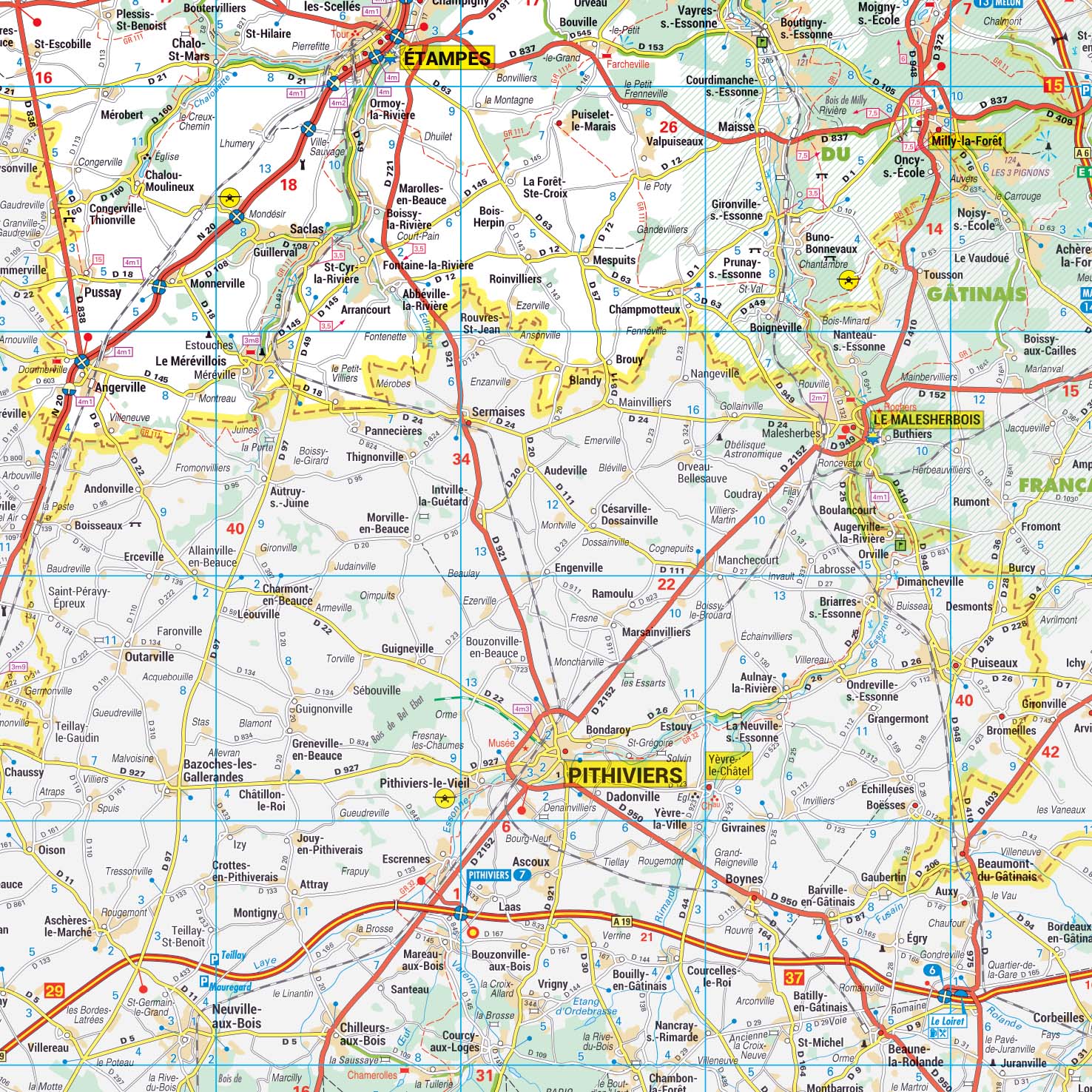 Poster de la carte routière du département de l'Essonne