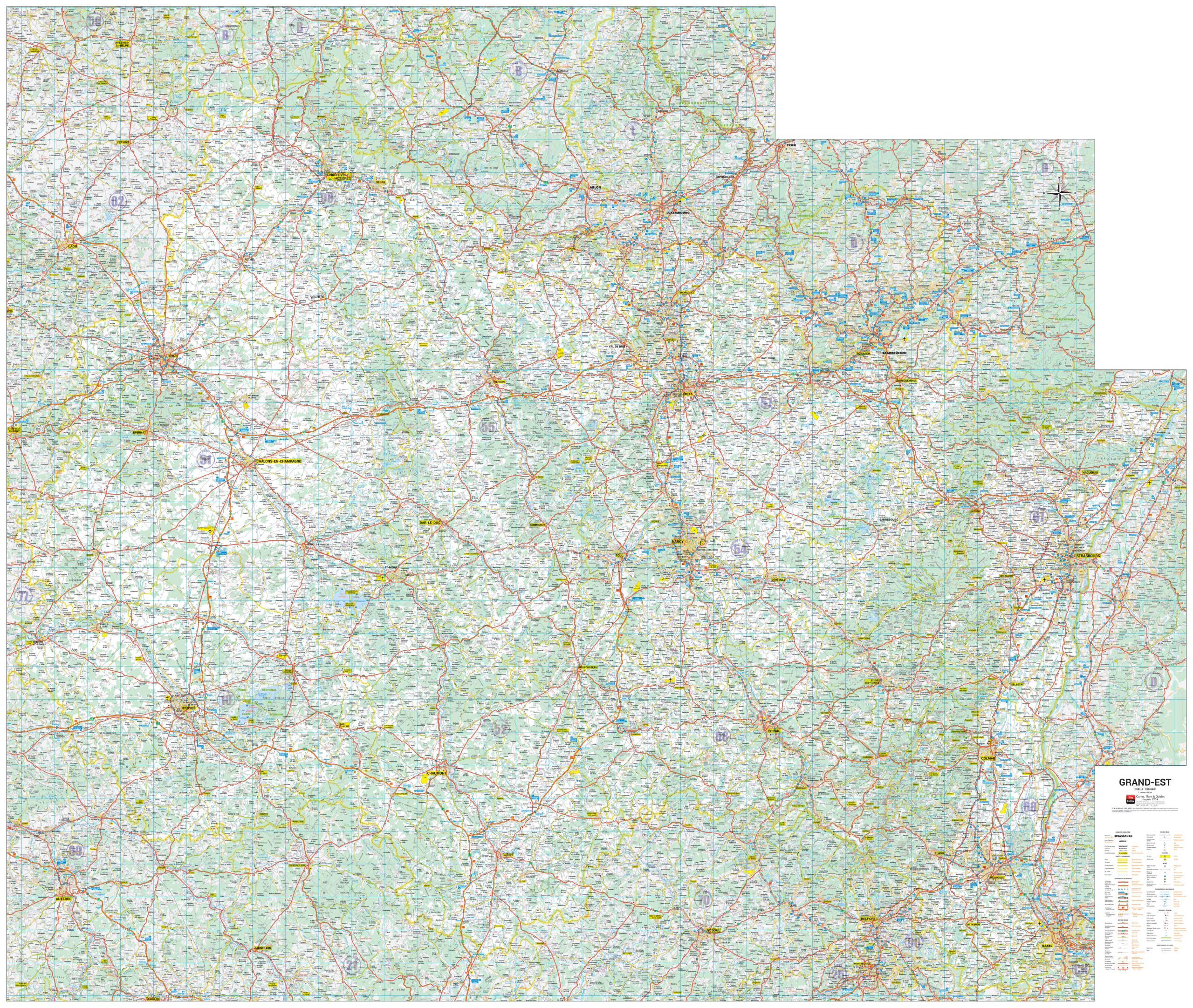 Grand-Est Poster de la carte routière de la région Grand-Est