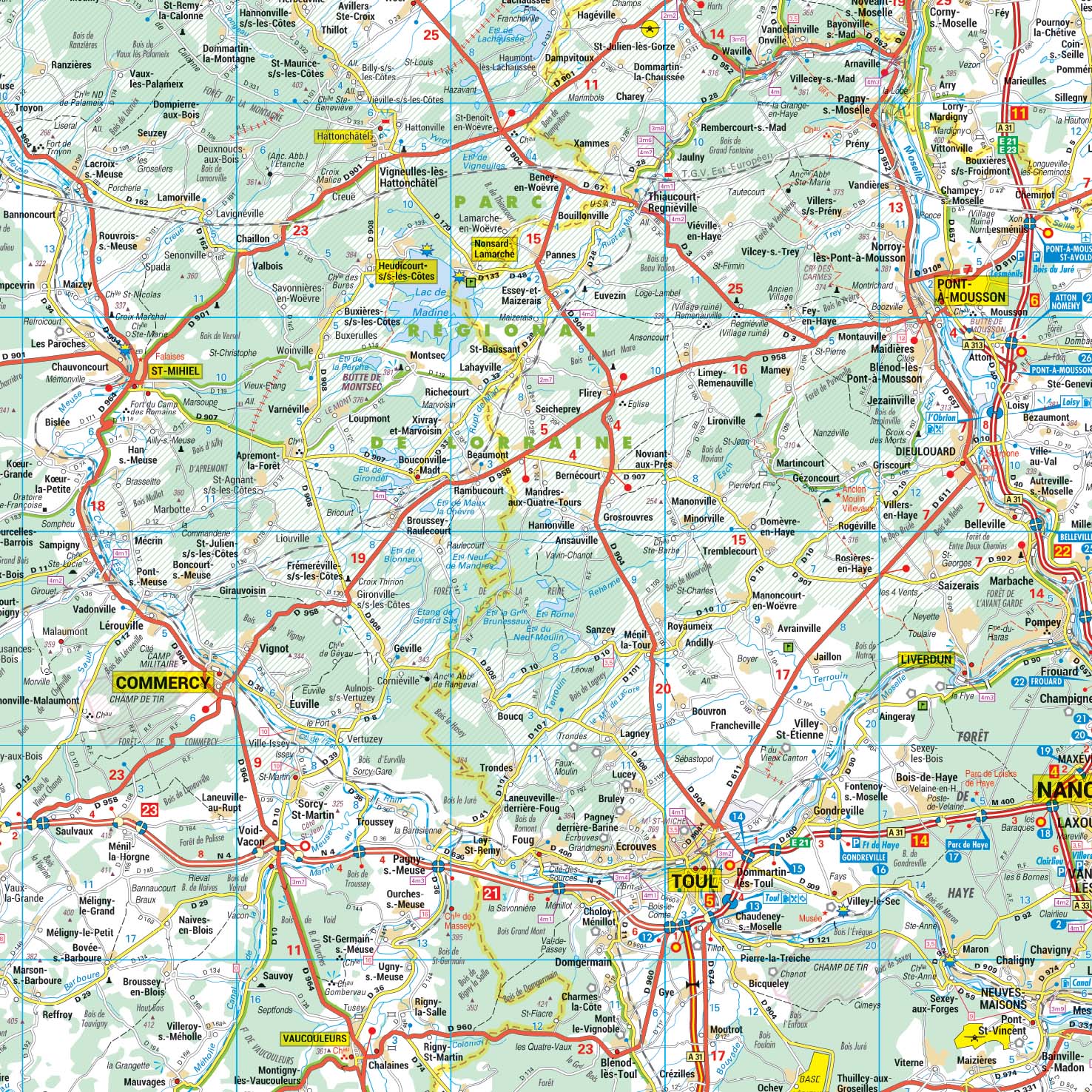 Grand-Est_detail Poster de la carte routière de la région Grand-Est