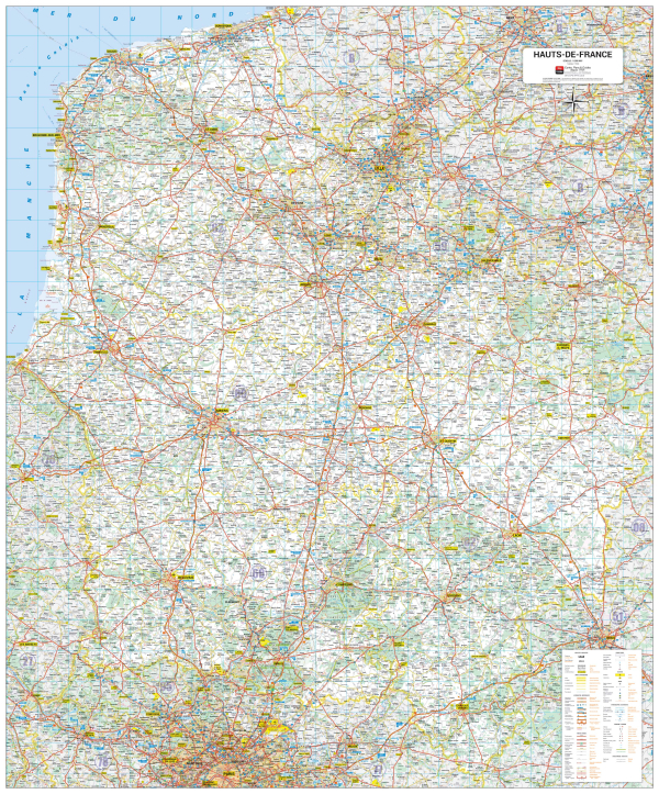 Poster de la carte routière de la région Hautes-de-France