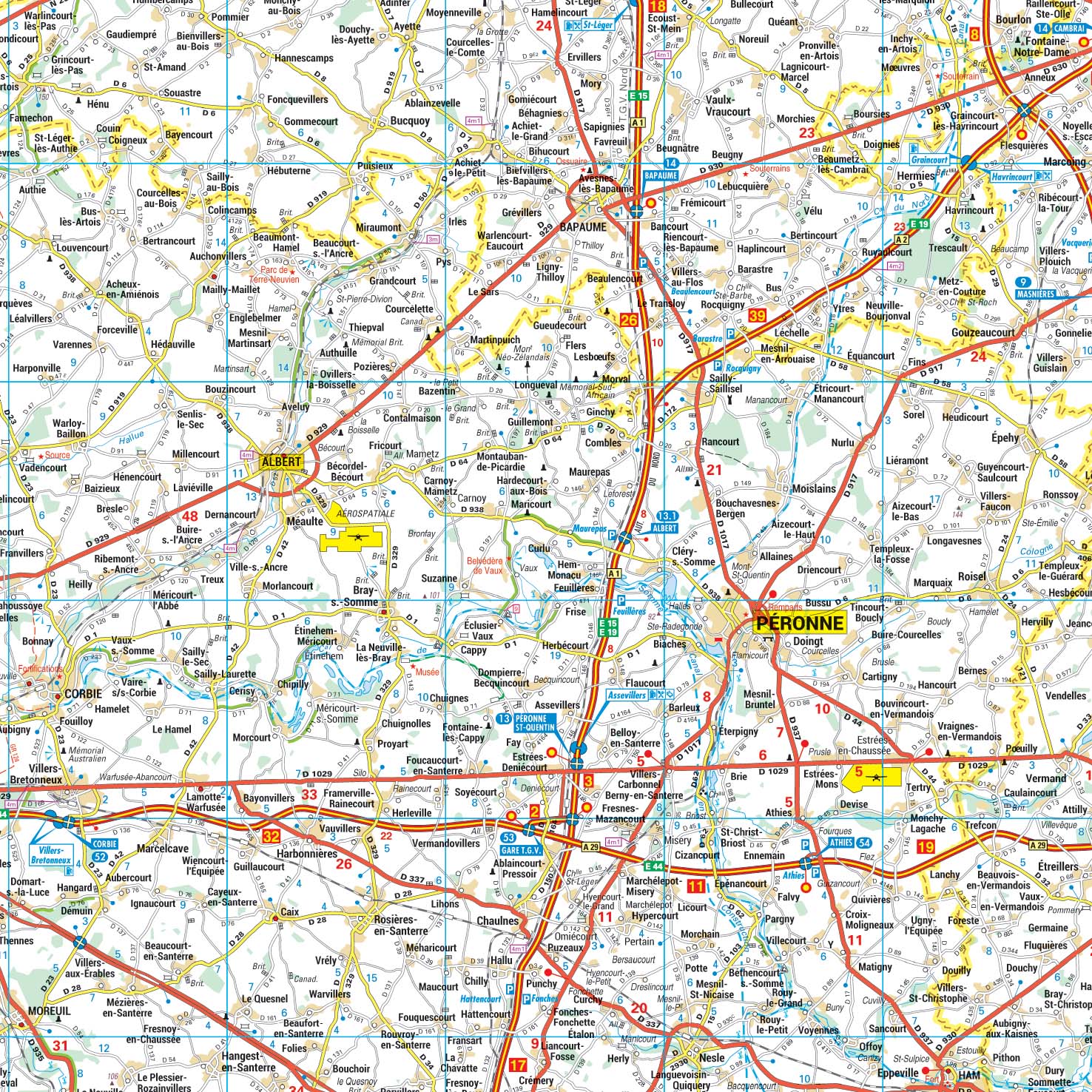 Hauts-de-France_detail Poster de la carte routière de la région Hautes-de-France