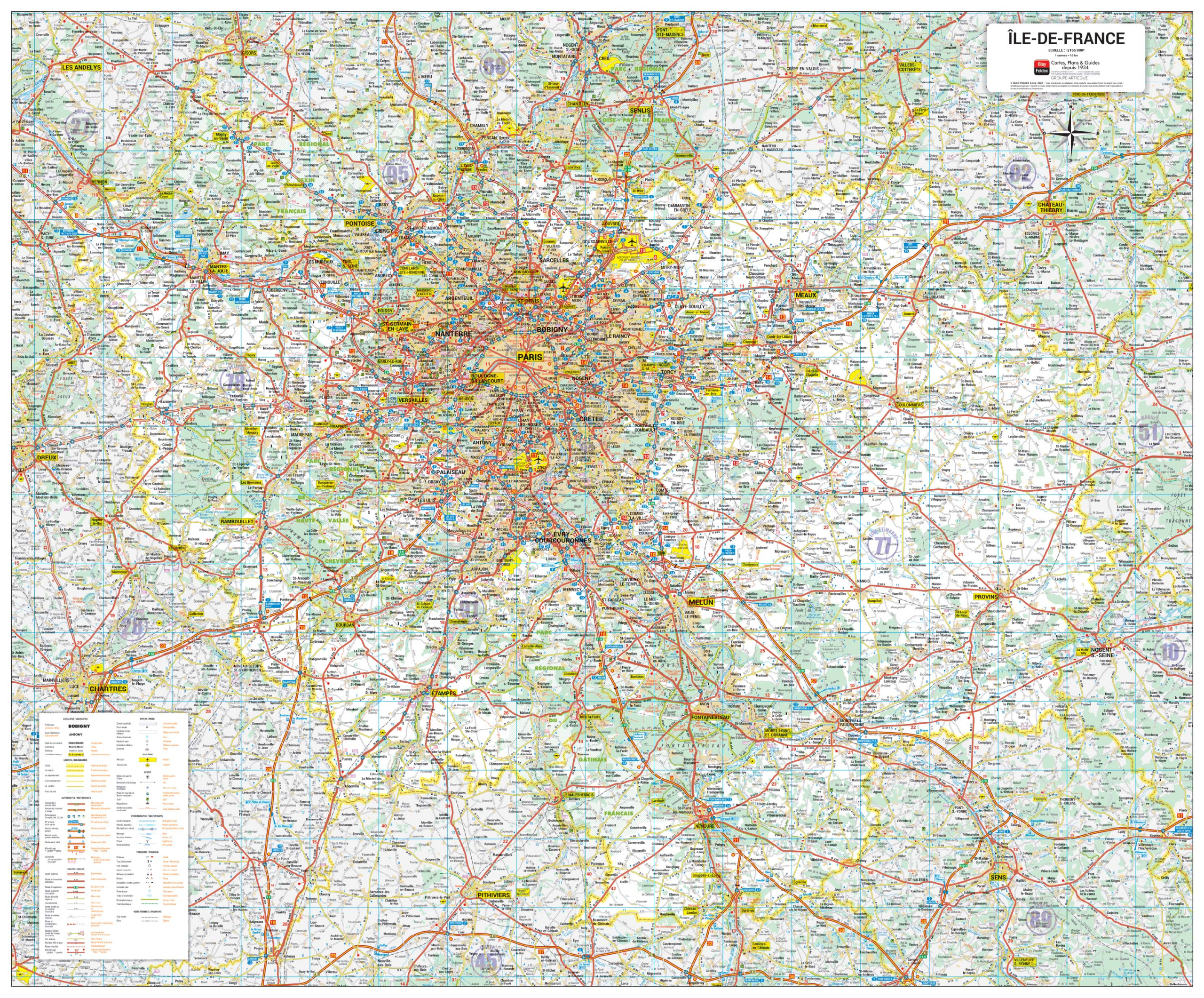 Poster de la carte routière de la région Ile-de-France