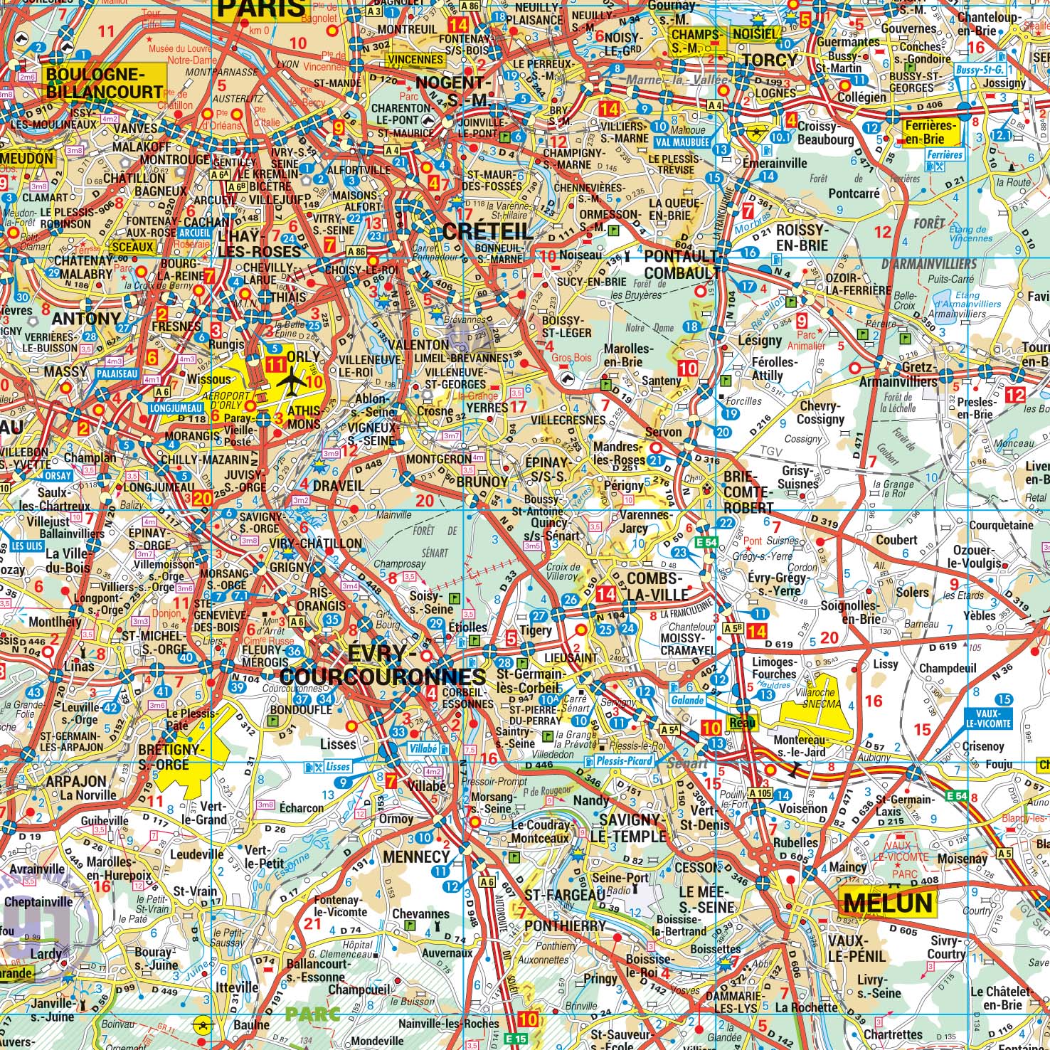 Poster de la carte routière de la région Ile-de-France