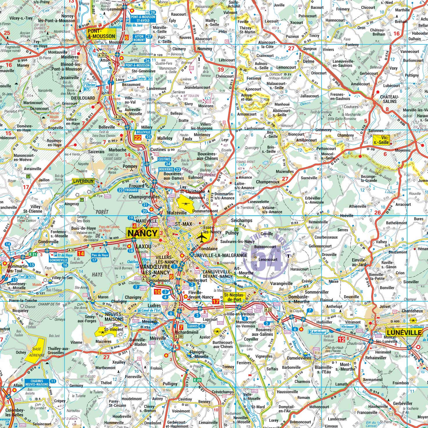 Lorraine_detail Poster de la carte routière de la région Lorraine